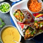 Buffalo Jackfruit Walking Tacos with Vegan Queso