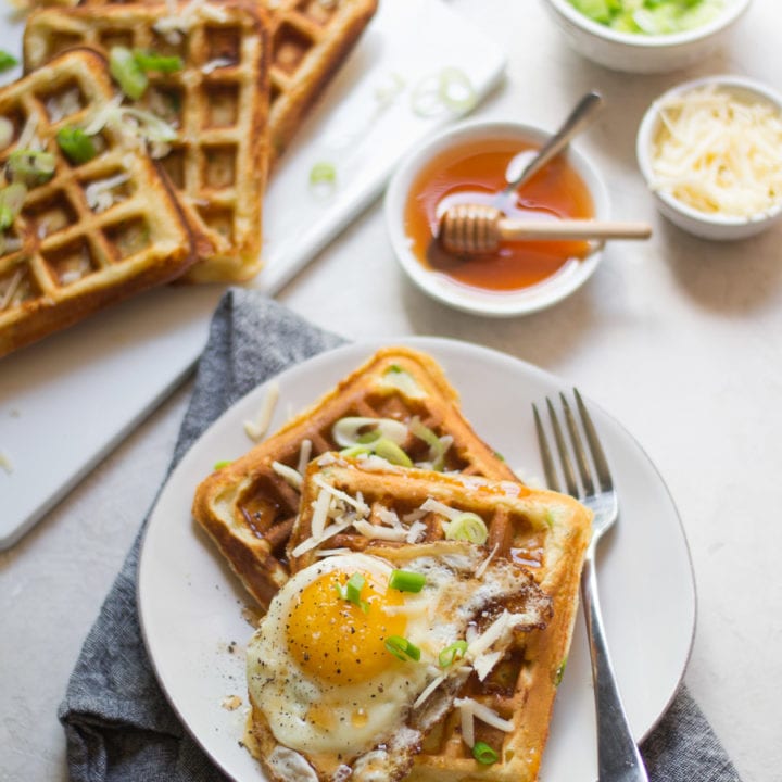 Cheddar Scallion Waffles | Sarcastic Cooking #waffles #smallbatch #breakfast