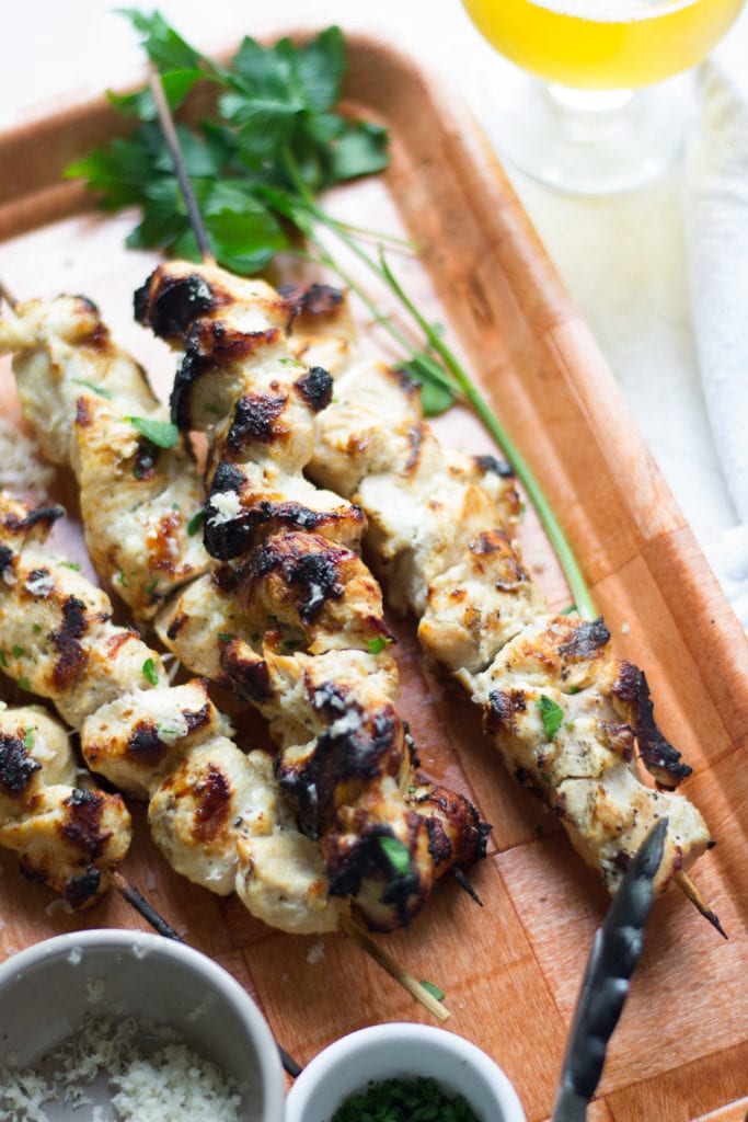 Grilled Garlic Parmesan Chicken Kabobs | Sarcastic Cooking