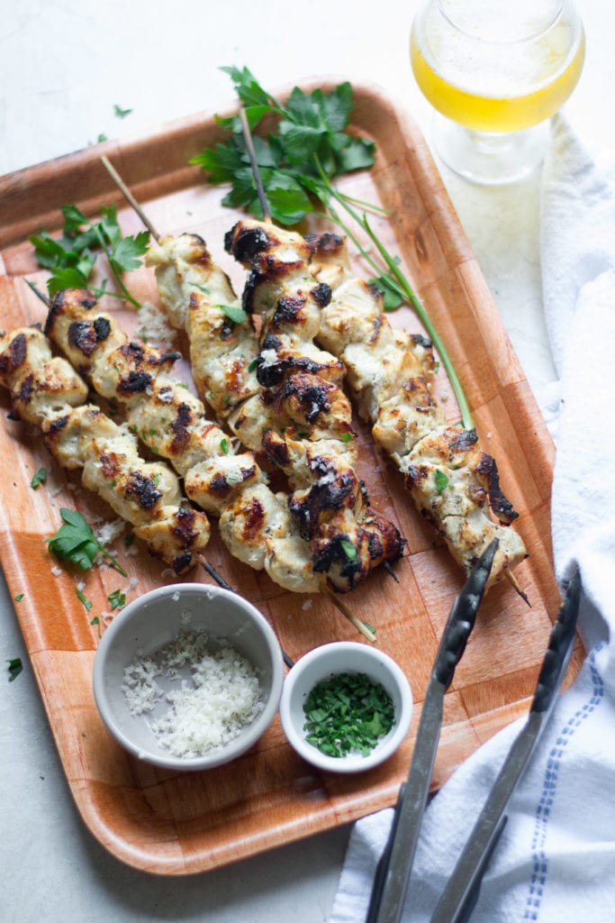 Garlic Parmesan Chicken Skewers | Sarcastic cooking #chicken #grilled #skewers #kabob