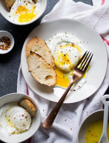 Turkish Eggs - Poached Eggs on top of garlic dill yogurt with a chili butter sauce | Sarcastic Cooking