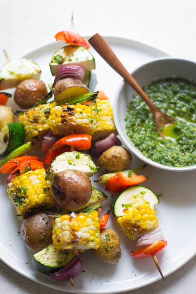 Grilled Vegetable Skewers with Zhoug | Sarcastic Cooking