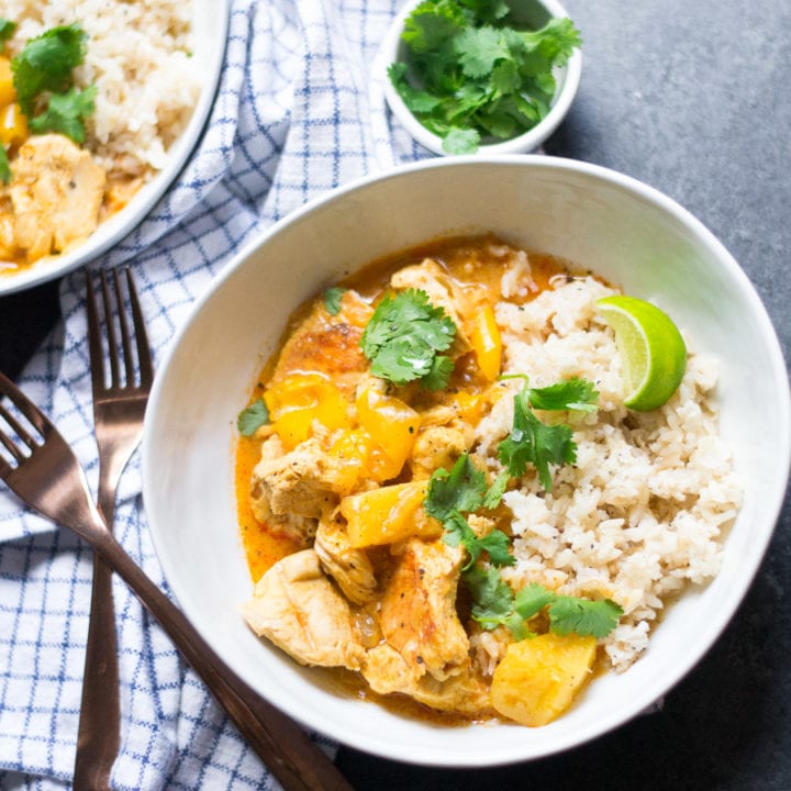 Instant Pot Pineapple Chicken Curry with Brown Rice | Sarcastic Cooking