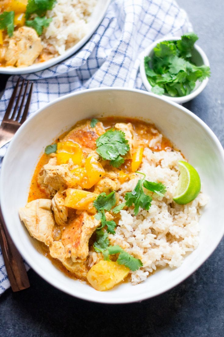 Instant Pot Pineapple Chicken Curry with Brown Rice | Sarcastic Cooking