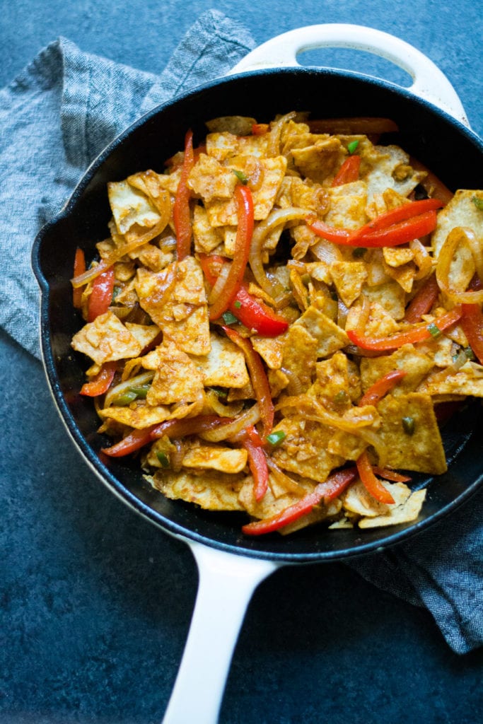 Fajita Vegetable Skillet Chilaquiles | Sarcastic Cooking