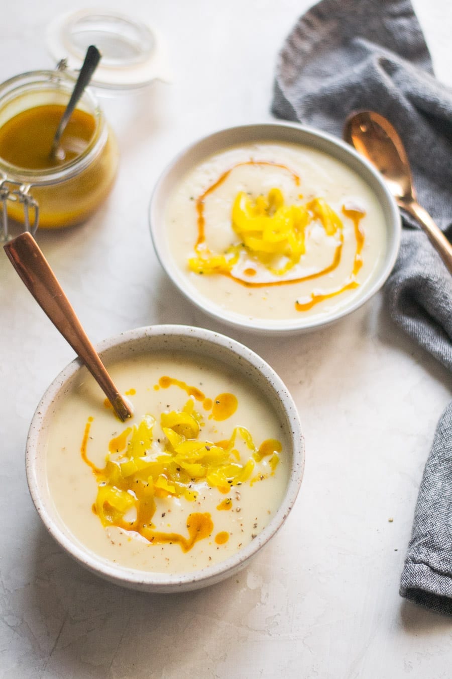 Stewed Cauliflower Soup with Turmeric and Pepperoncini Sarcastic Cooking