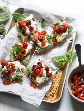 Tomato Confit and White Bean Pesto Bruschetta | Sarcastic Cooking #bruschetta