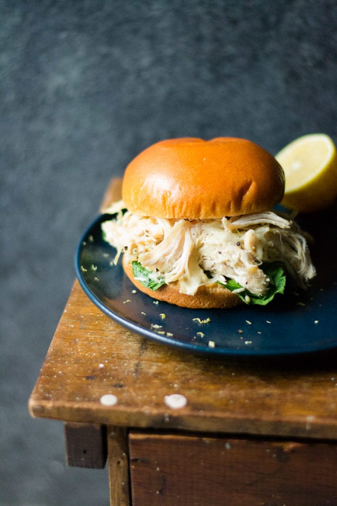 Slow Cooker Lemon Garlic Chicken Sandwiches | sarcastic Cooking