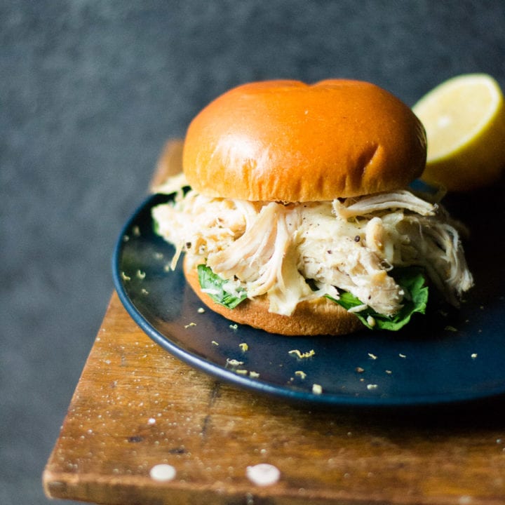 Slow Cooker Lemon Garlic Chicken Sandwiches | sarcastic Cooking