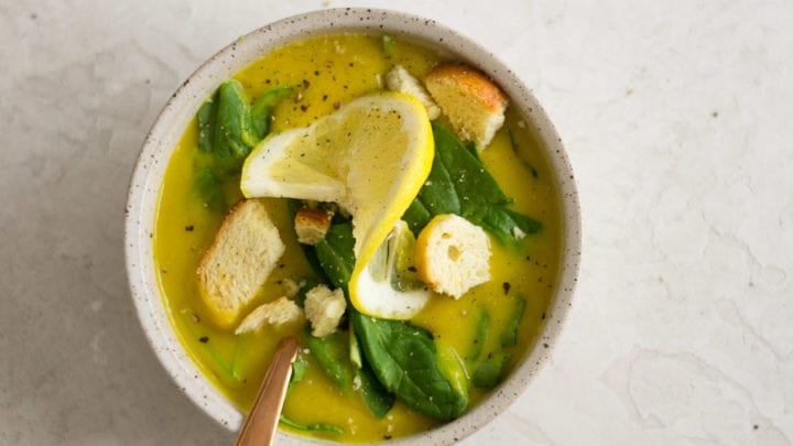 Lemon Lentil Spinach Soup