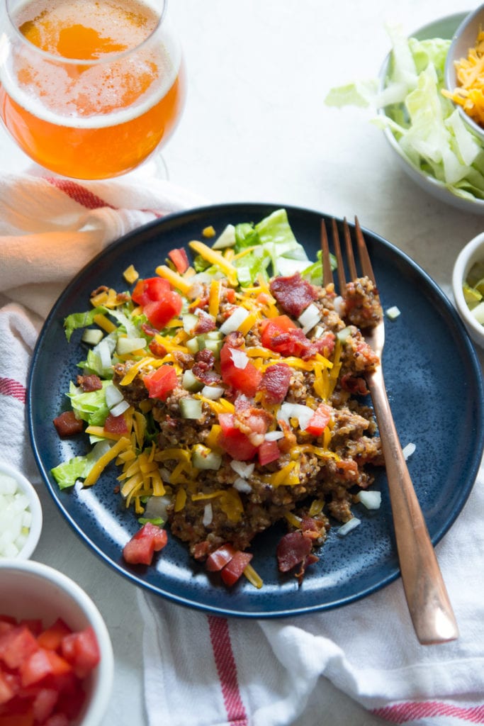 Instant Pot Loaded Bacon Cheeseburger Quinoa | Sarcastic Cooking