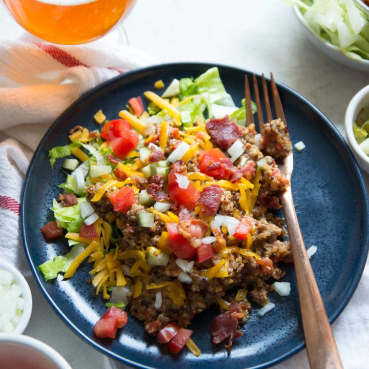 Instant Pot Loaded Bacon Cheeseburger Quinoa | Sarcastic Cooking