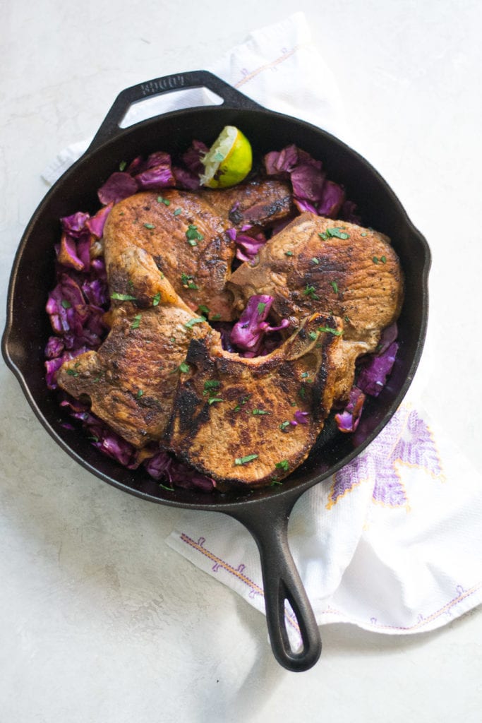 Skillet Asian Pork Chops with Red Cabbage | Sarcastic Cooking