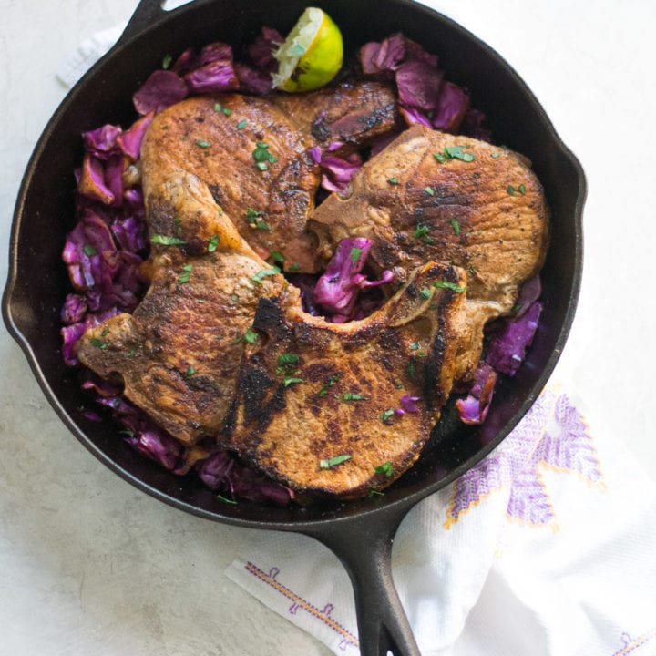 Skillet Asian Pork Chops with Red Cabbage | Sarcastic Cooking