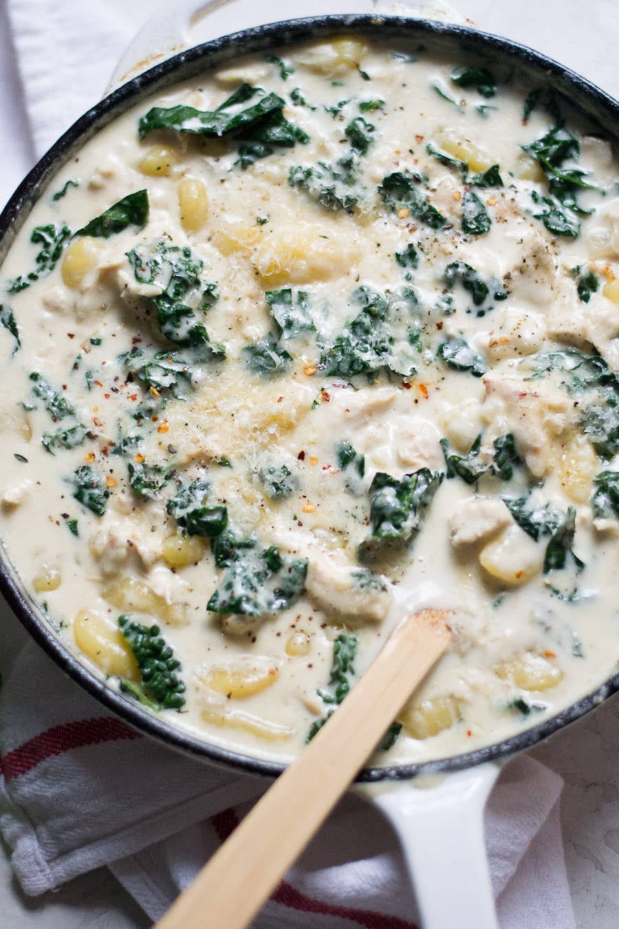 One Pot Creamy Chicken and Gnocchi with Kale Sarcastic Cooking