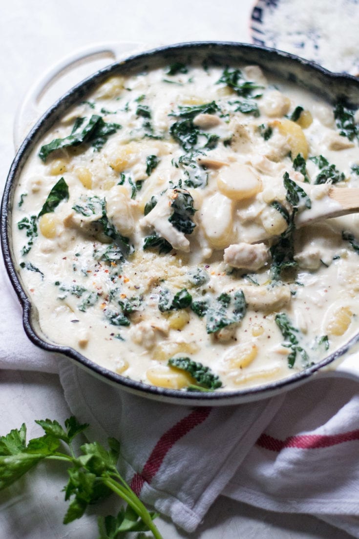One Pot Creamy Chicken and Gnocchi with Kale Sarcastic Cooking