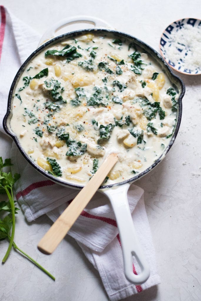 One Pot Creamy Chicken Gnocchi with Kale | Sarcastic Cooking