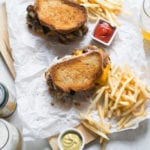 Patty Melt with Pilsner Caramelized Onions and Mushrooms