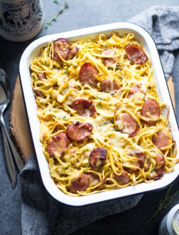 Cheesy Kielbasa and Spaetzle Casserole | Sarcastic Cooking