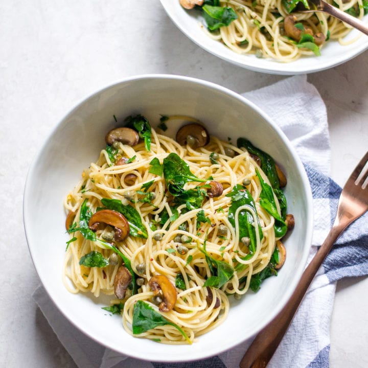 Spinach and Mushroom Piccata Pasta | Sarcastic Cooking