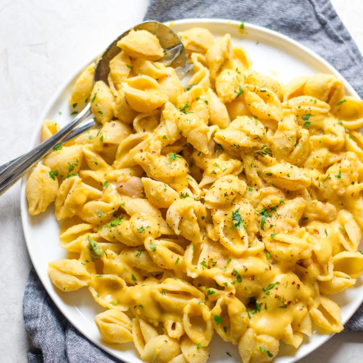 Creamy, Dairy-free, butternut Squash and White Bean shells | Sarcastic Cooking