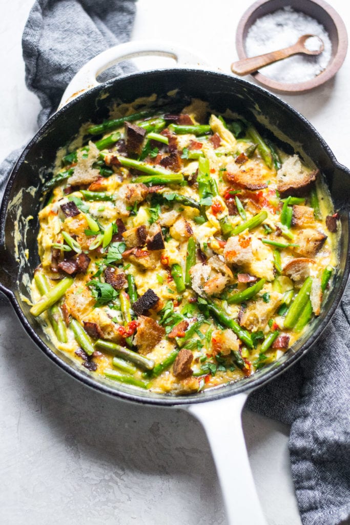 Spanish Asparagus Revuelto with Salami Sarcastic Cooking