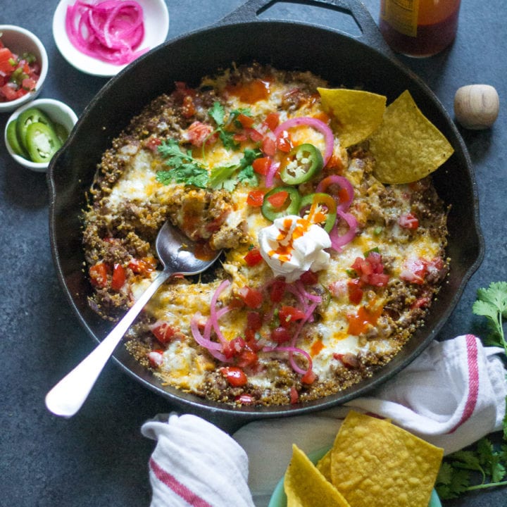 One Skillet Meal: Cheesy Beef & Quinoa Taco Bake | Sarcastic Cooking