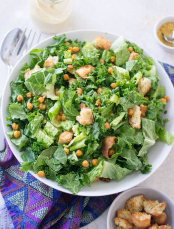 Vegan Kale Caesar Salad with Crispy Croutons | Sarcastic Cooking