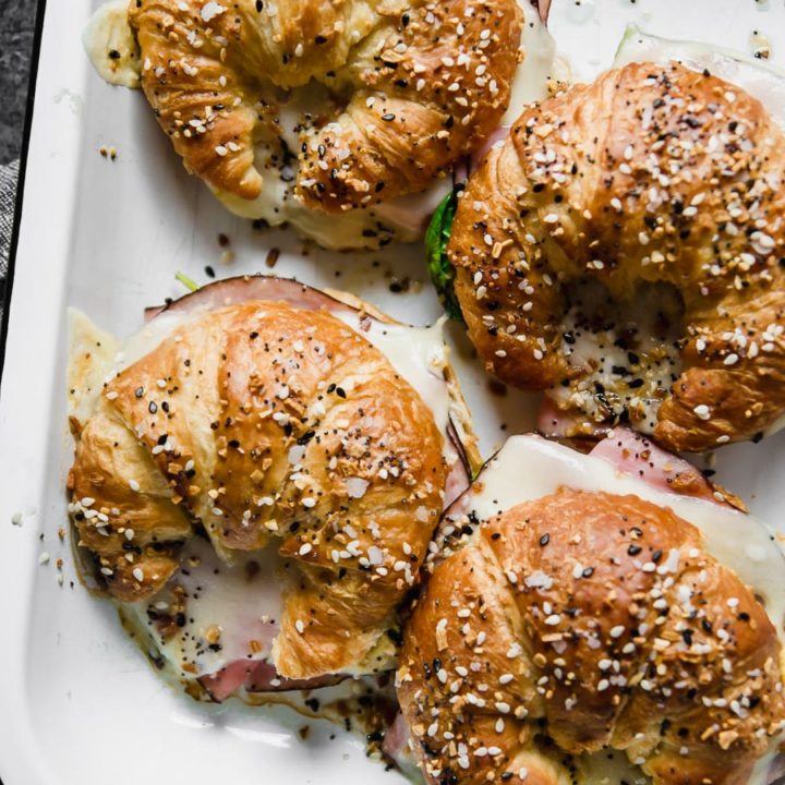 Baked Ham & Swiss Croissants with Spinach and Everything Bagel Seasoning | Sarcastic Cooking