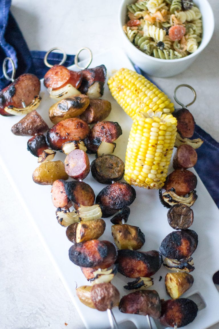 Grilled Kielbasa and Potato Skewers Sarcastic Cooking