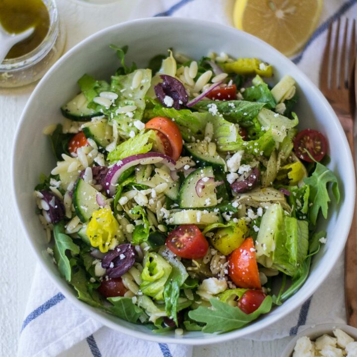 Lemon and Orzo Greek Salad - Sarcastic Cooking