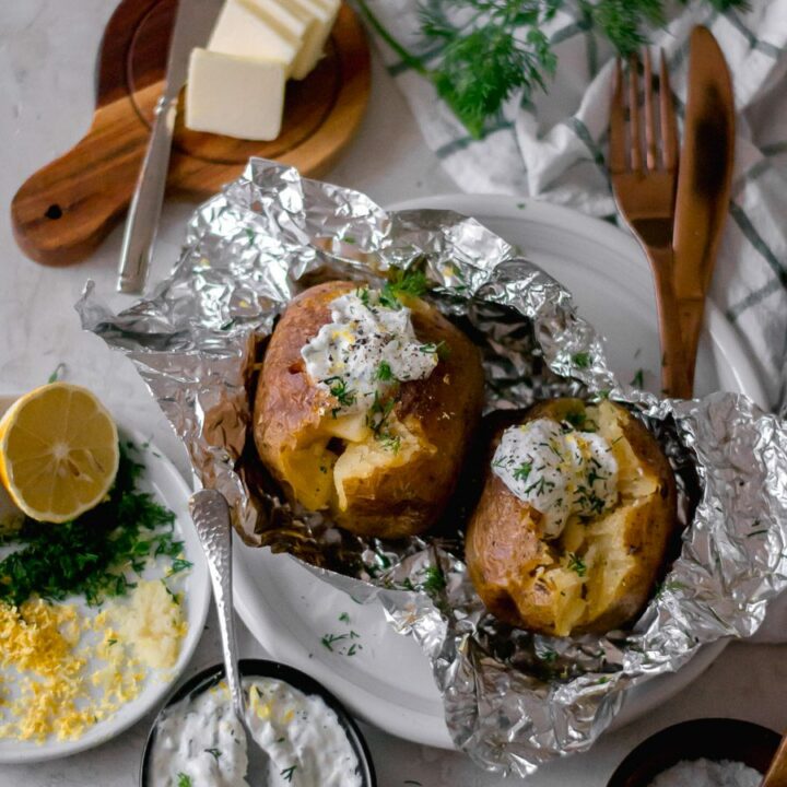 Baked Potatoes with Lemon-Dill Sour Cream | Sarcastic Cooking