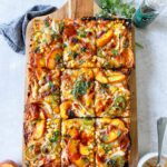 BBQ Chicken and Peach Detroit Style Pizza